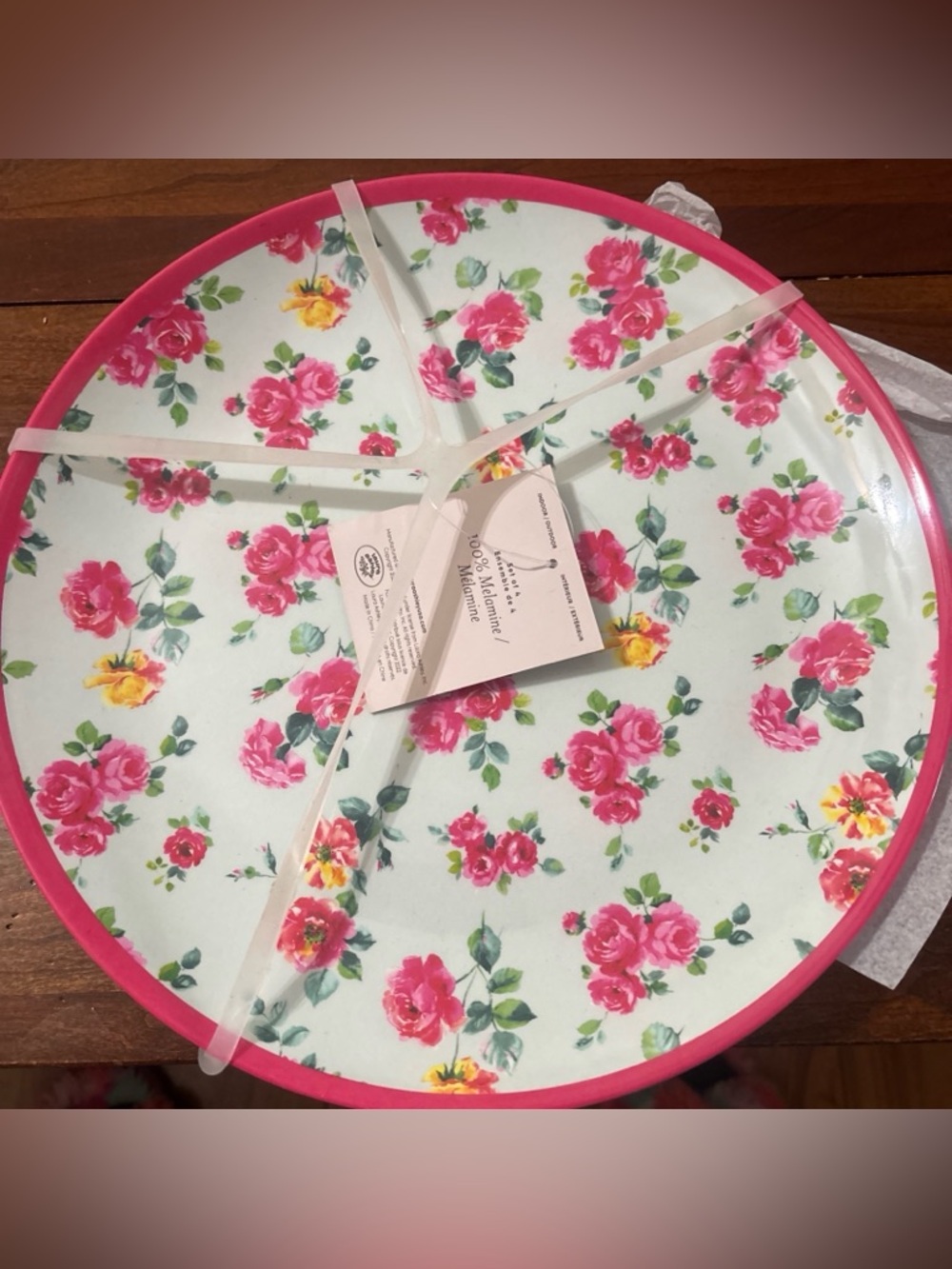 3 Laura Ashley Pink Floral Round Serving Tray